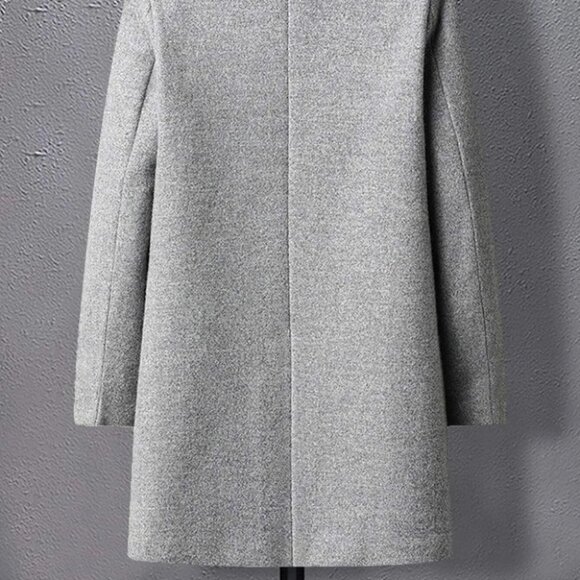 Grey Mens Lapel Overcoat - Picture 4 of 5